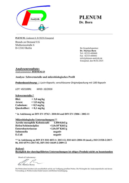 L-Lysin - 100 Kapseln - Defined Body Essentials